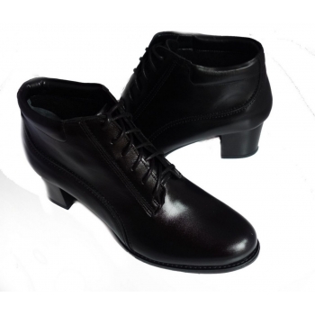Skórzane szerokie botki tęgość 2xH obcas 5.5 cm